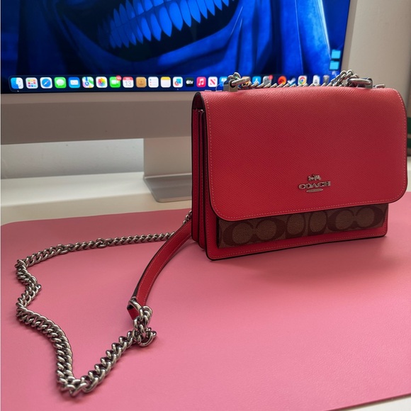 NWT COACH 91019 KLARE CROSSBODY IN SIGNATURE CANVAS $398 Khaki/Tangerine - Picture 1 of 13